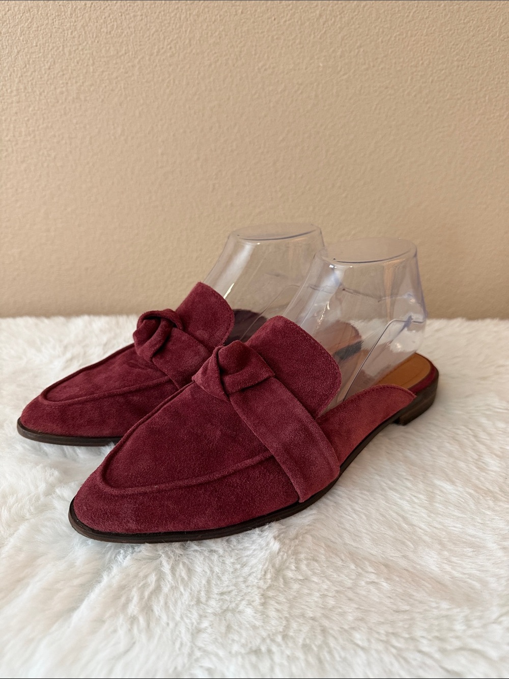 Lucky Brand Women’s Burgundy Suede Knot-Trim Mules